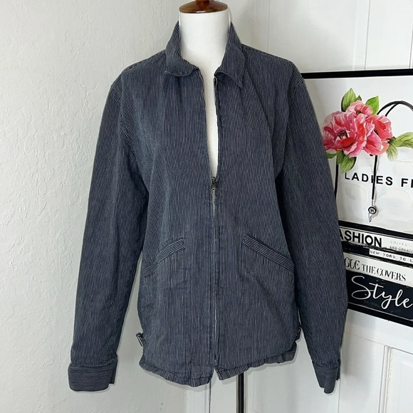 A.P.C. Navy & White Striped Work Wear Jacket XS - Picture 1 of 7
